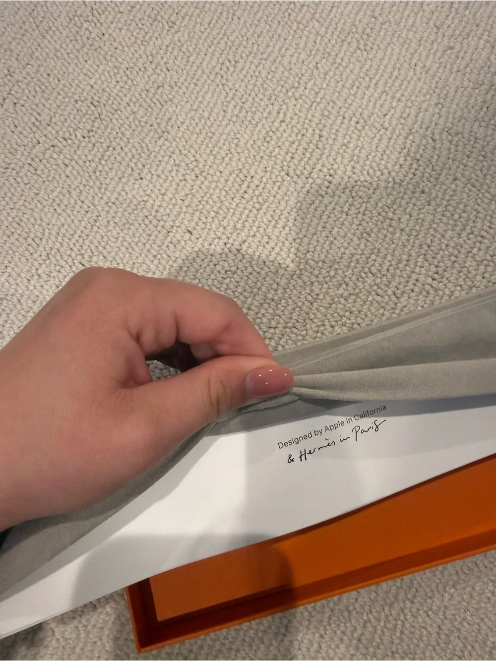 Hermes Orange Rubber Link Watch Strap with Silver Hardware